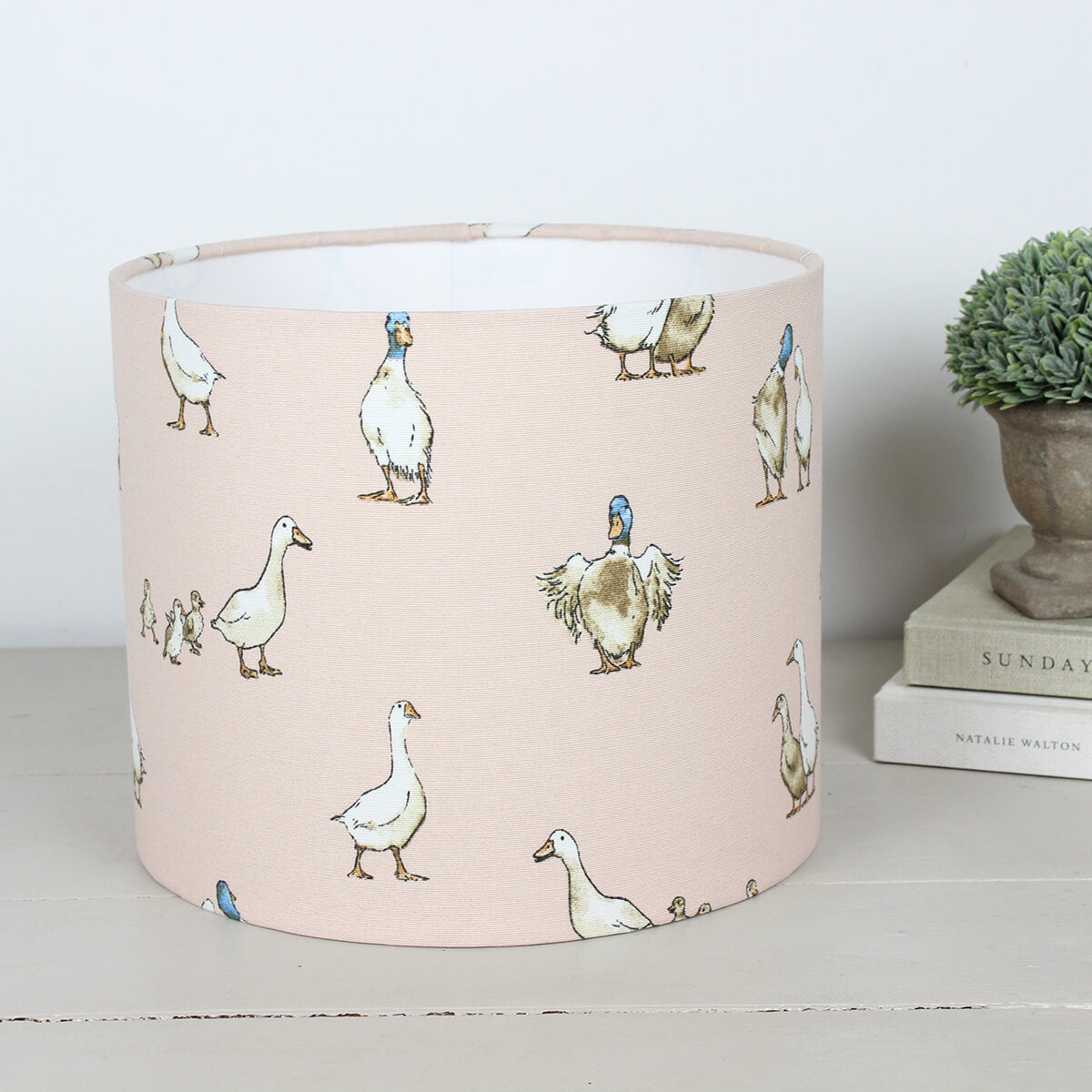 Shabby Ducks Pink Drum Lampshade