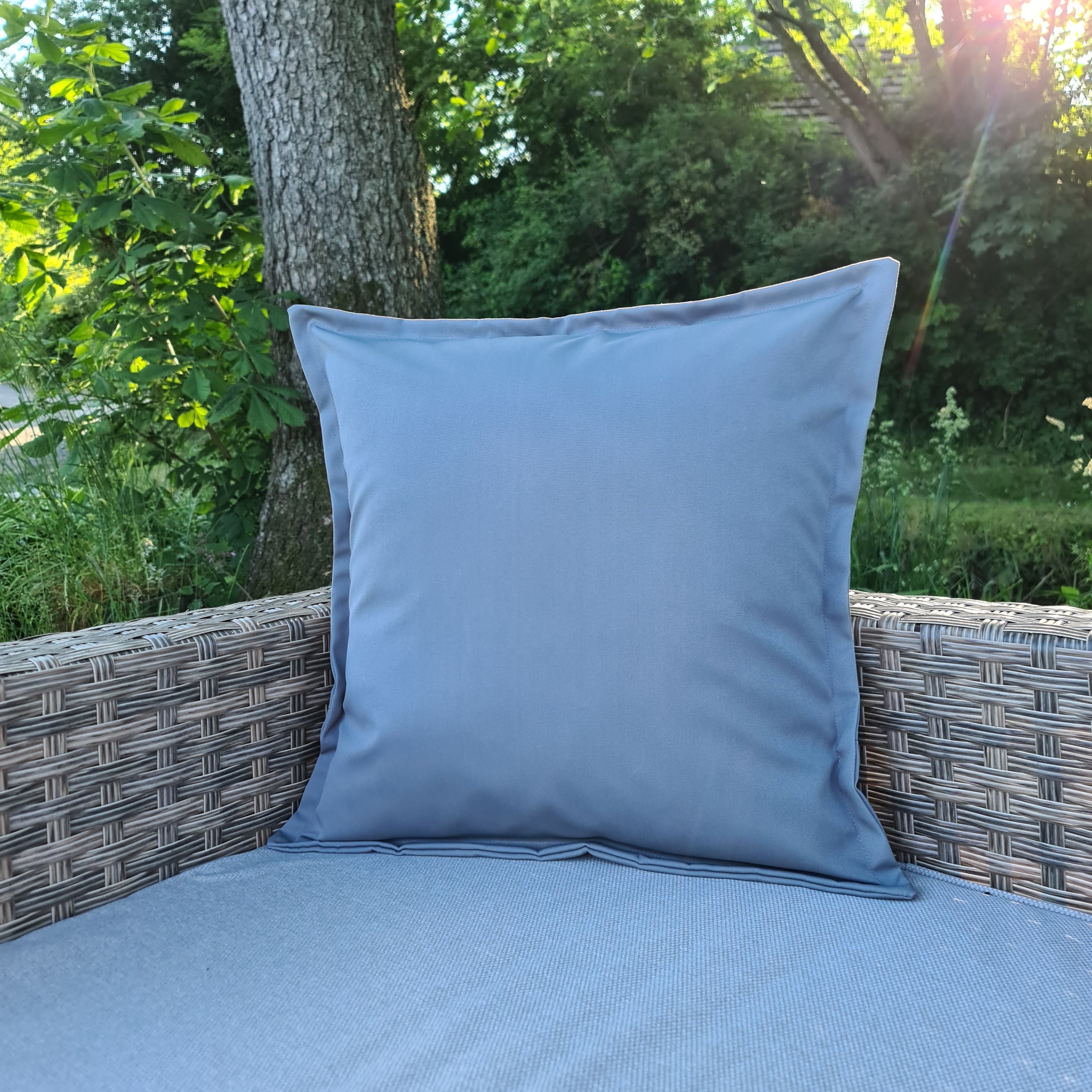 Silver Grey Oxford Edge Square Water Resistant Cushion