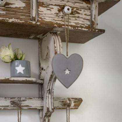 Small Grey Hanging Heart with Star Detail