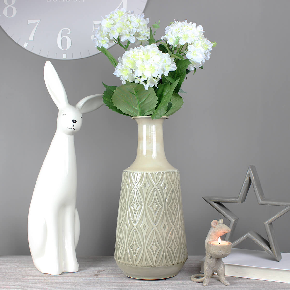 Small Annieliese Grey and Blush Metal Vase