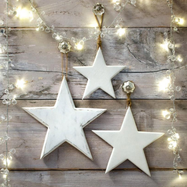 Small White Hanging Wooden Star