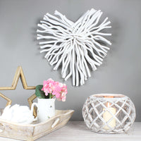 Thumbnail for Small White Wood Twig Wicker Heart