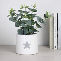 Thumbnail for White Ceramic Flower Pot with Grey Star