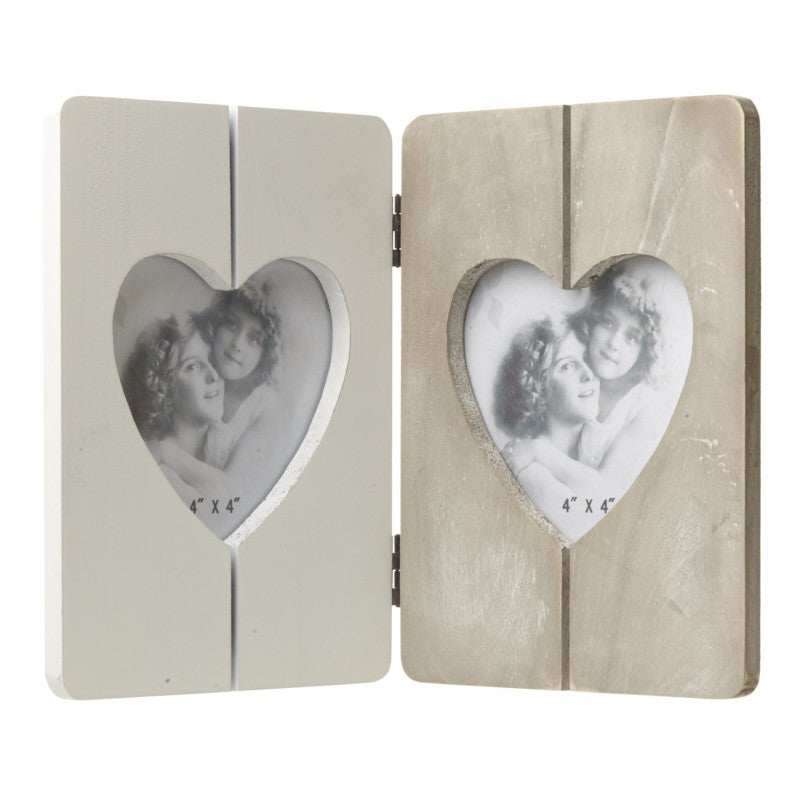 Wooden Double Heart Photo Frame Large