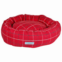 Thumbnail for Red Checked Donut Dog Bed