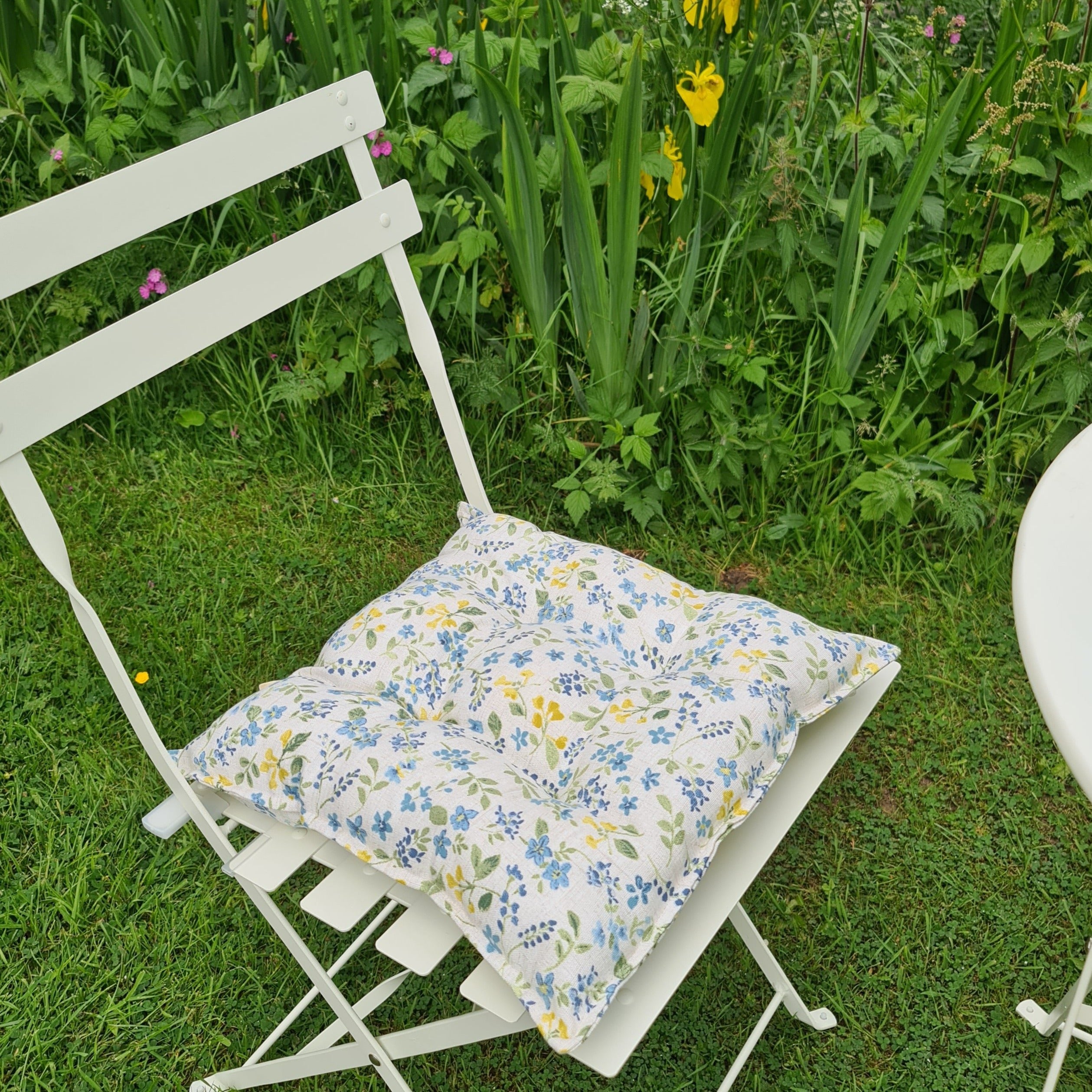 Petal Denim Chair Seat Pad