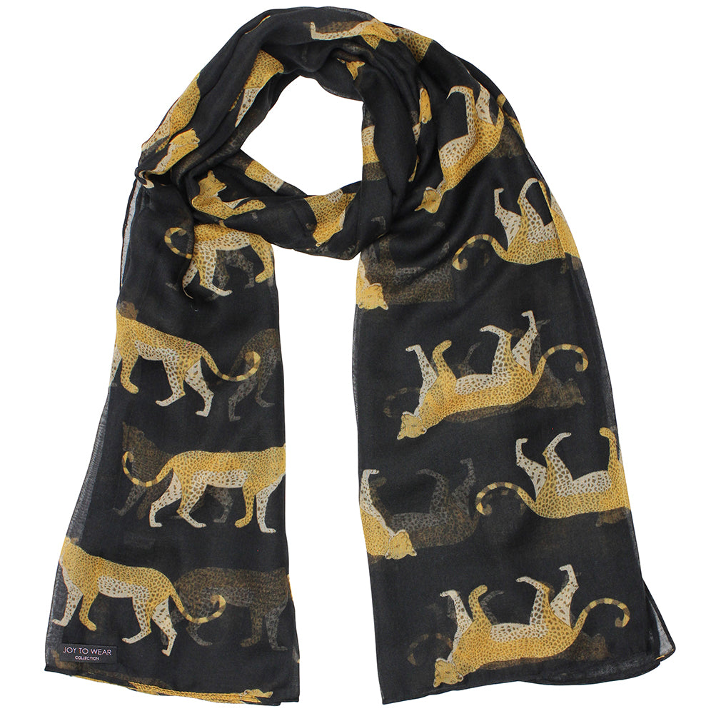 Black Cheetah Print Fashion Scarf