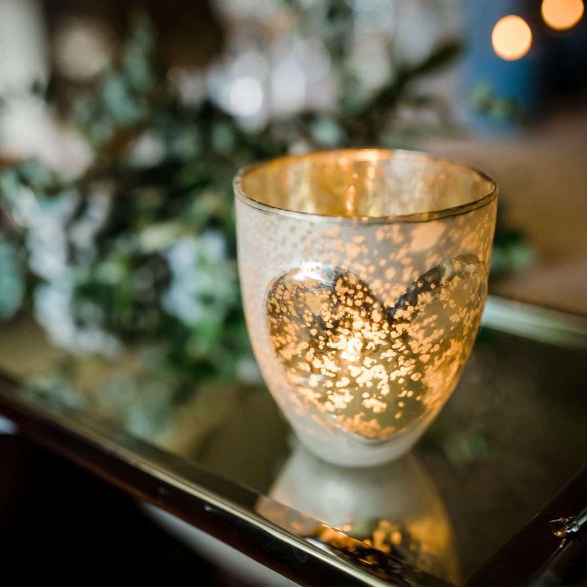 Small Silver Nordic Heart Candle Holder