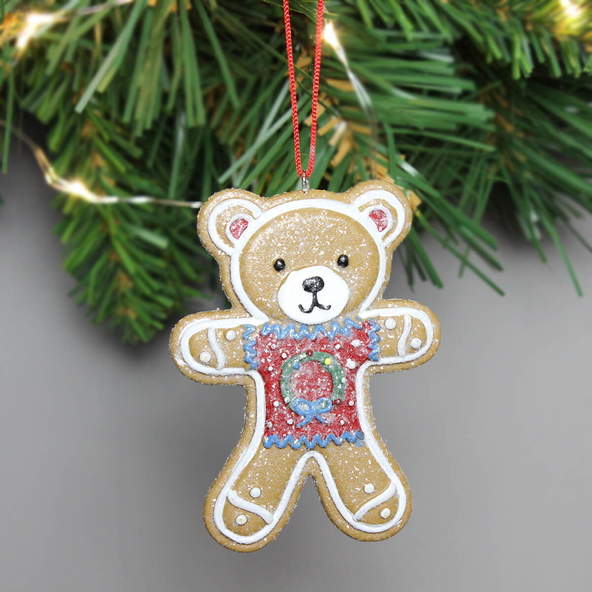 Gingerbread Red Teddy Christmas Decoration