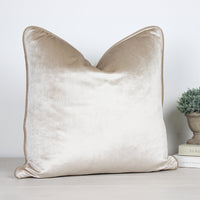 Thumbnail for Glamour Oatmeal Velvet Piped Cushion