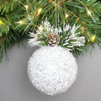 Thumbnail for White Tinsel Bauble Tree Decoration