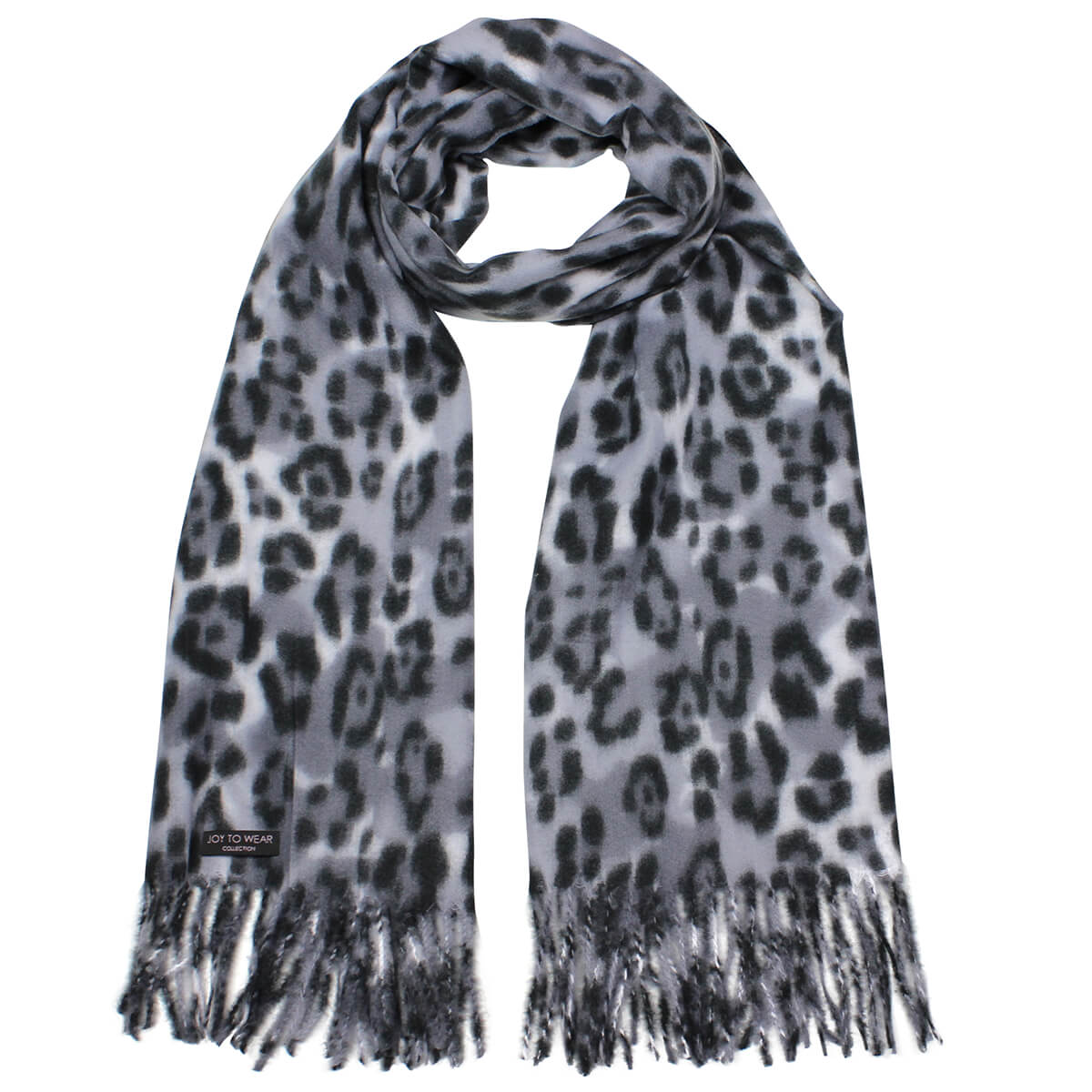 Grey Leopard Print Pashmina Fashion Scarf