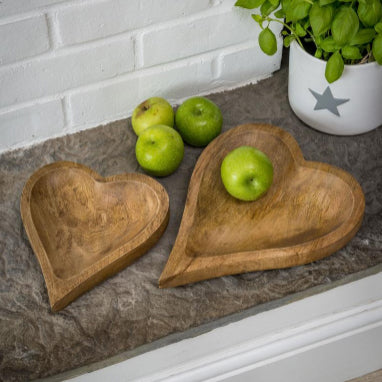 Medium Natural Wood Chunky Heart Tray