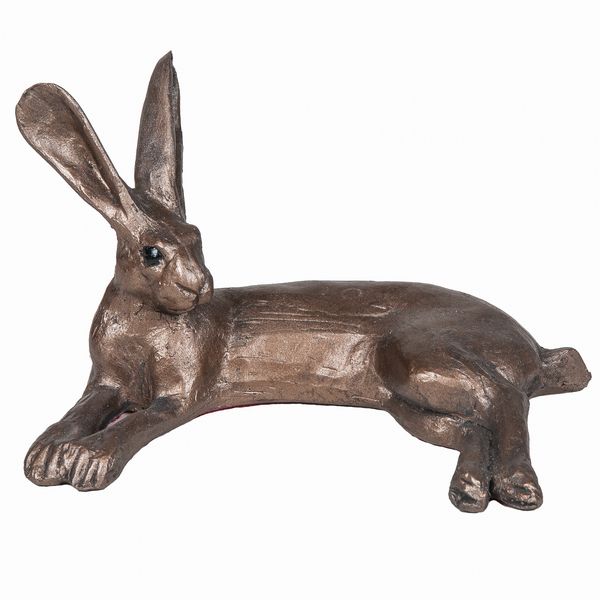 Honey Lying Hare Frith Bronze Sculpture