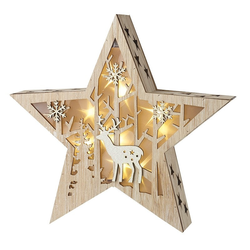 Wooden Led Star Christmas Decoration