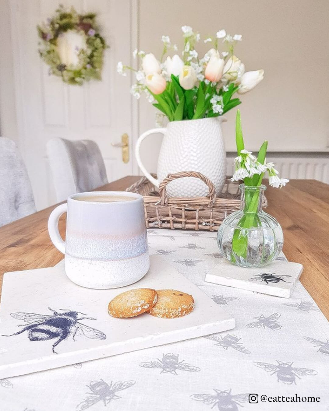 Grey Bee Table Runner