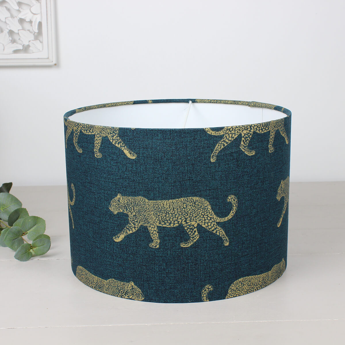 Leopard Teal Drum Lampshade