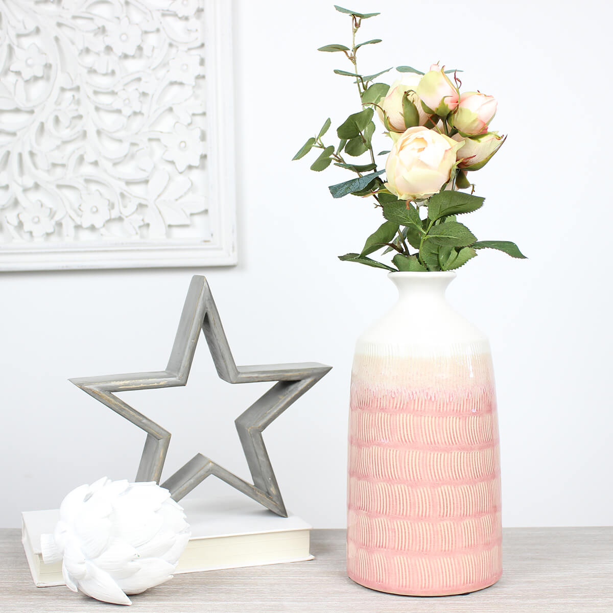 Pink and White Ceramic Mambo Vase