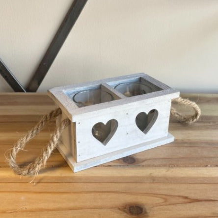 Small Square Wooden Heart Tray
