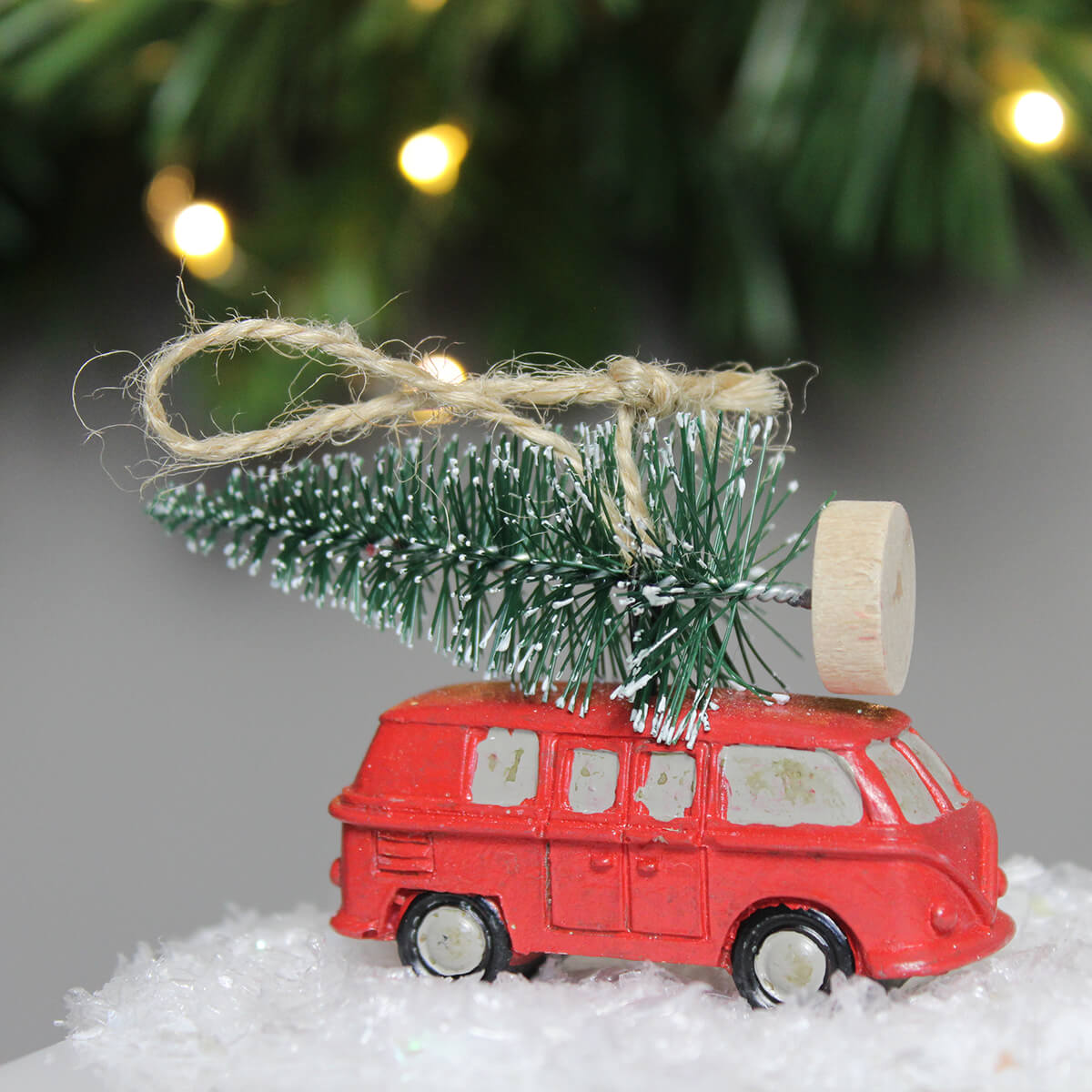 Red Camper With Fir Tree Hanging Decoration