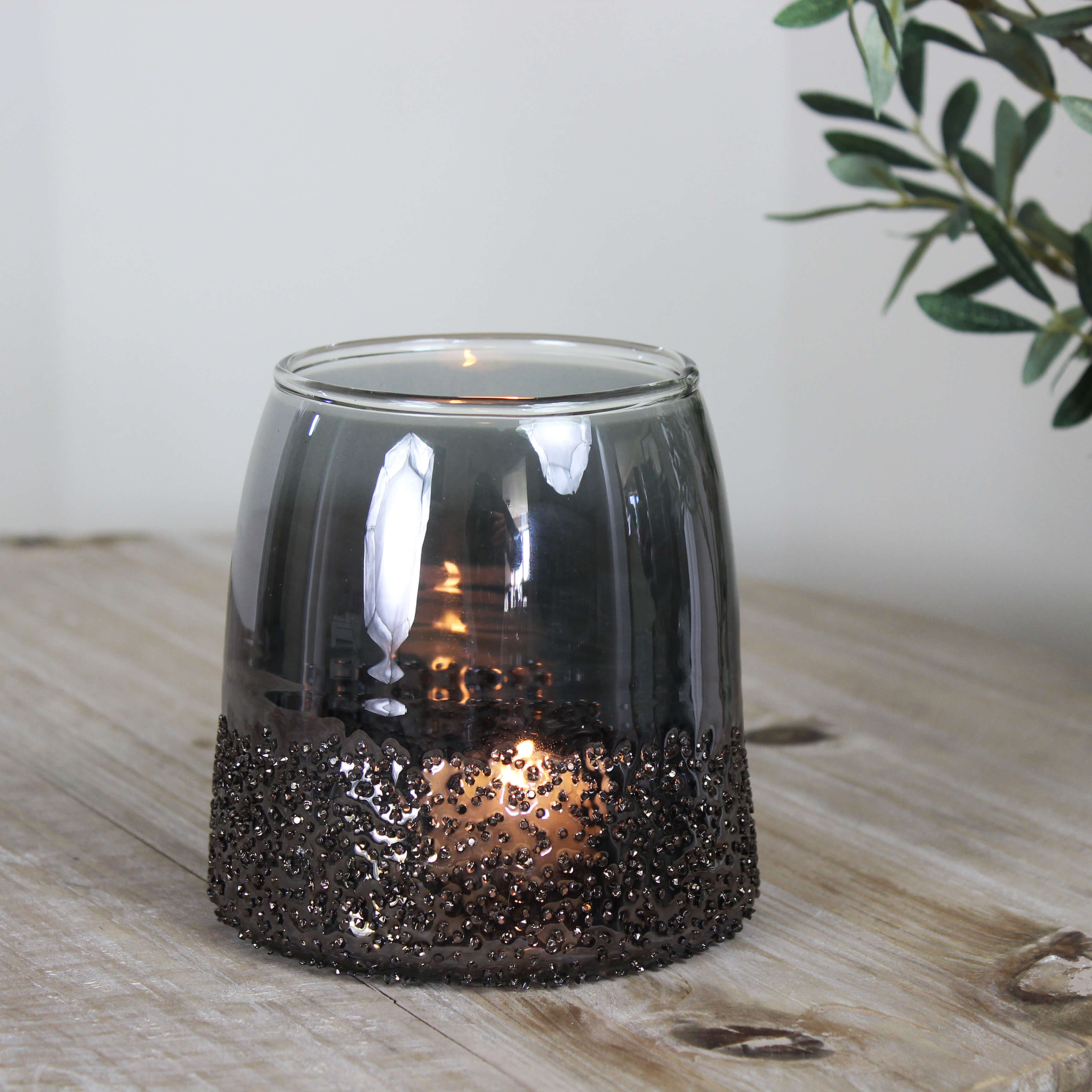 Charcoal Speckled Glass Tealight