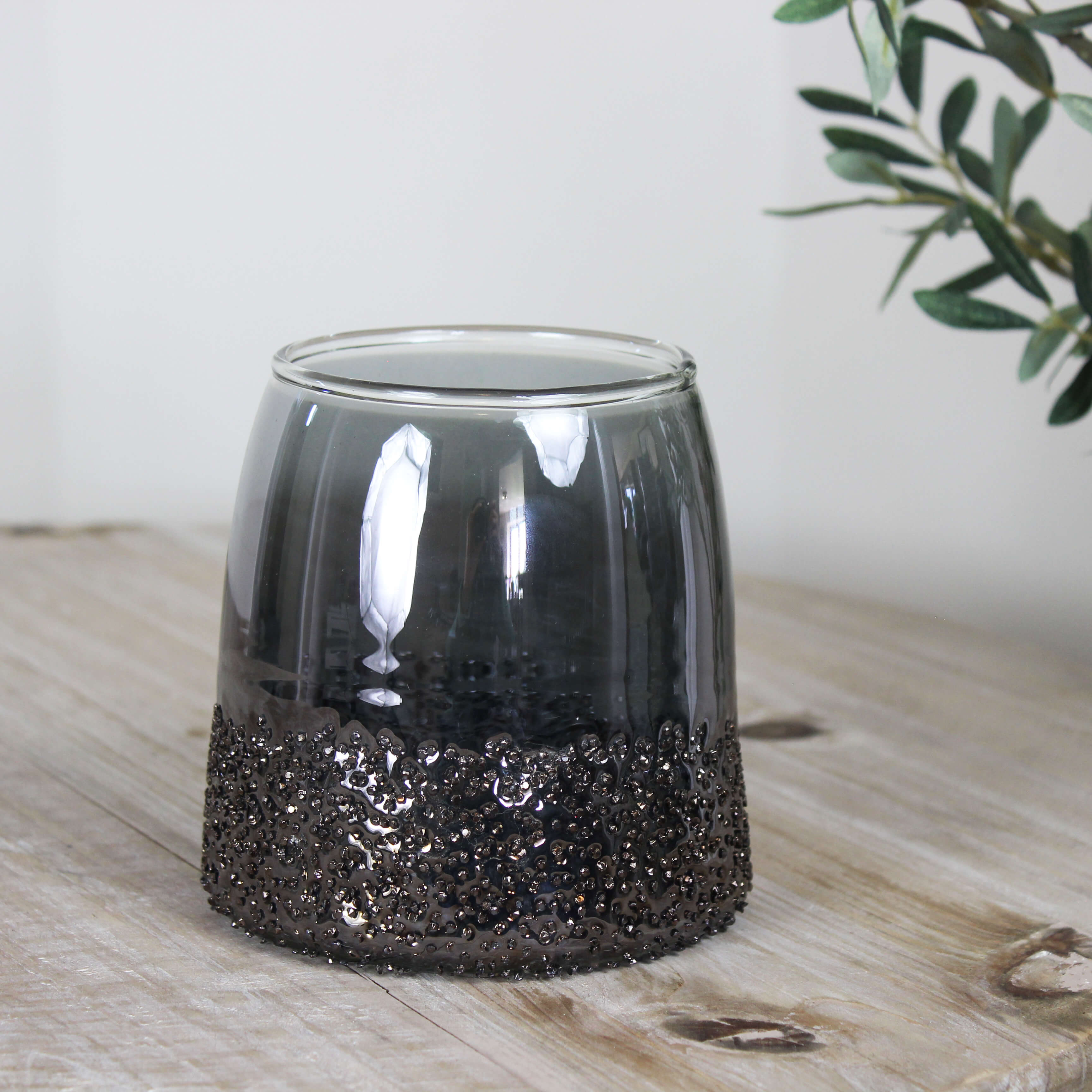 Charcoal Speckled Glass Tealight