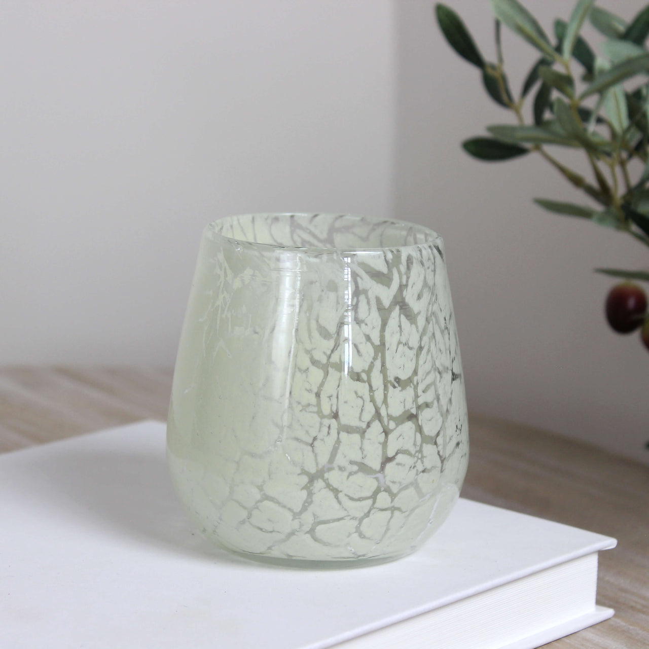 Sylas Beige Glass Tealight Holder