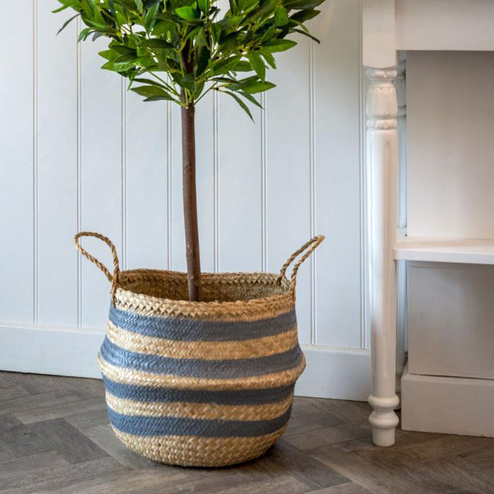 Seagrass Grey Stripe Storage Basket