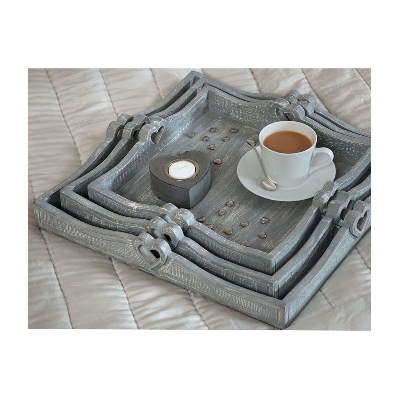Large Square Heart Handle Tray