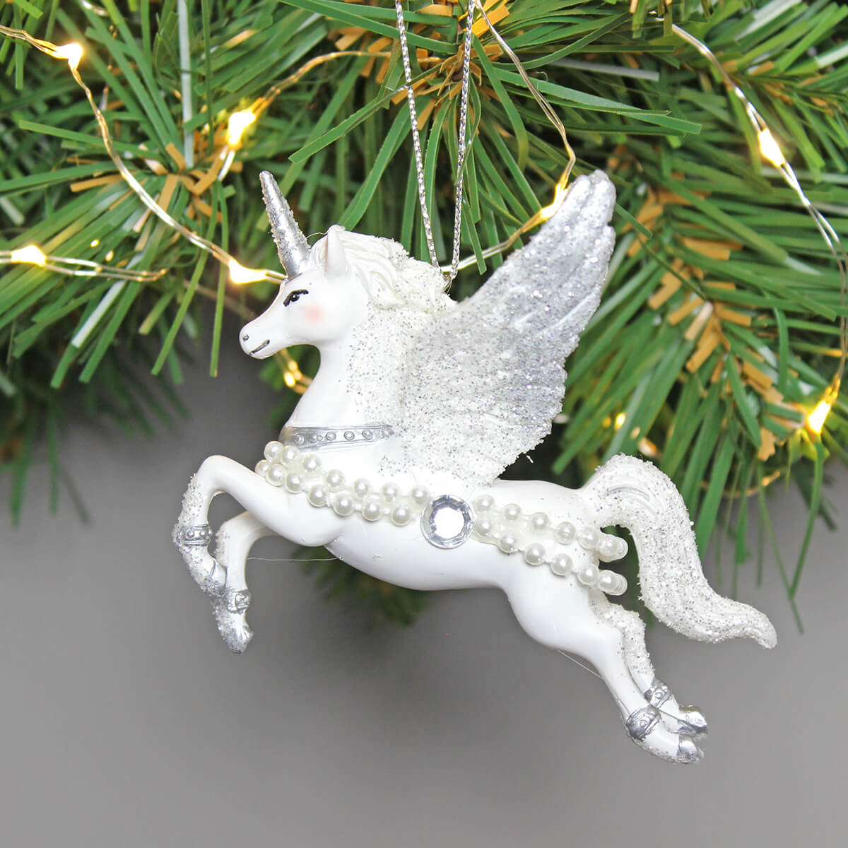 Silver Unicorn Christmas Decoration