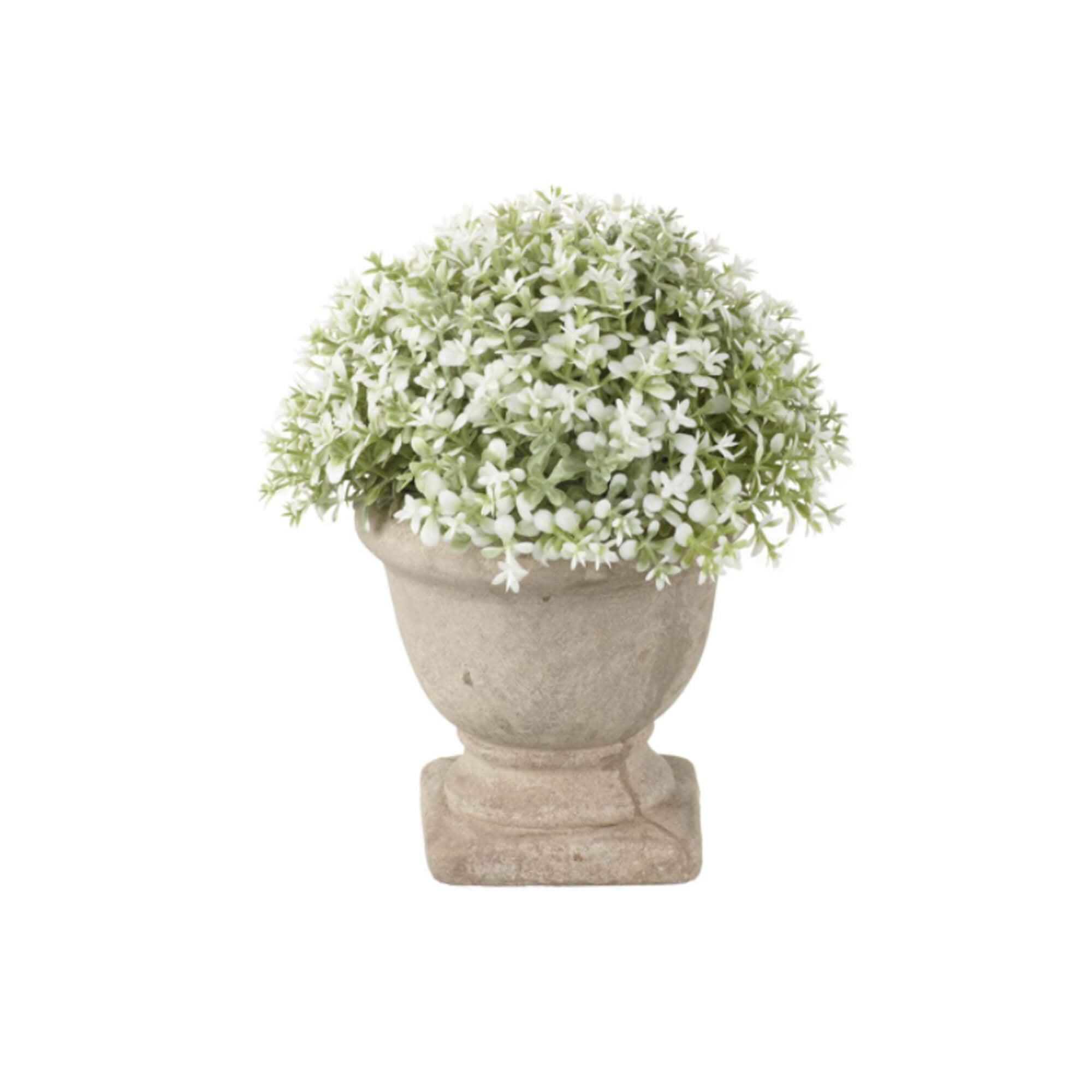 Faux Medium White and Green Dianthus Potted