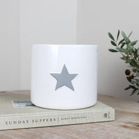Thumbnail for White Ceramic Flower Pot with Grey Star