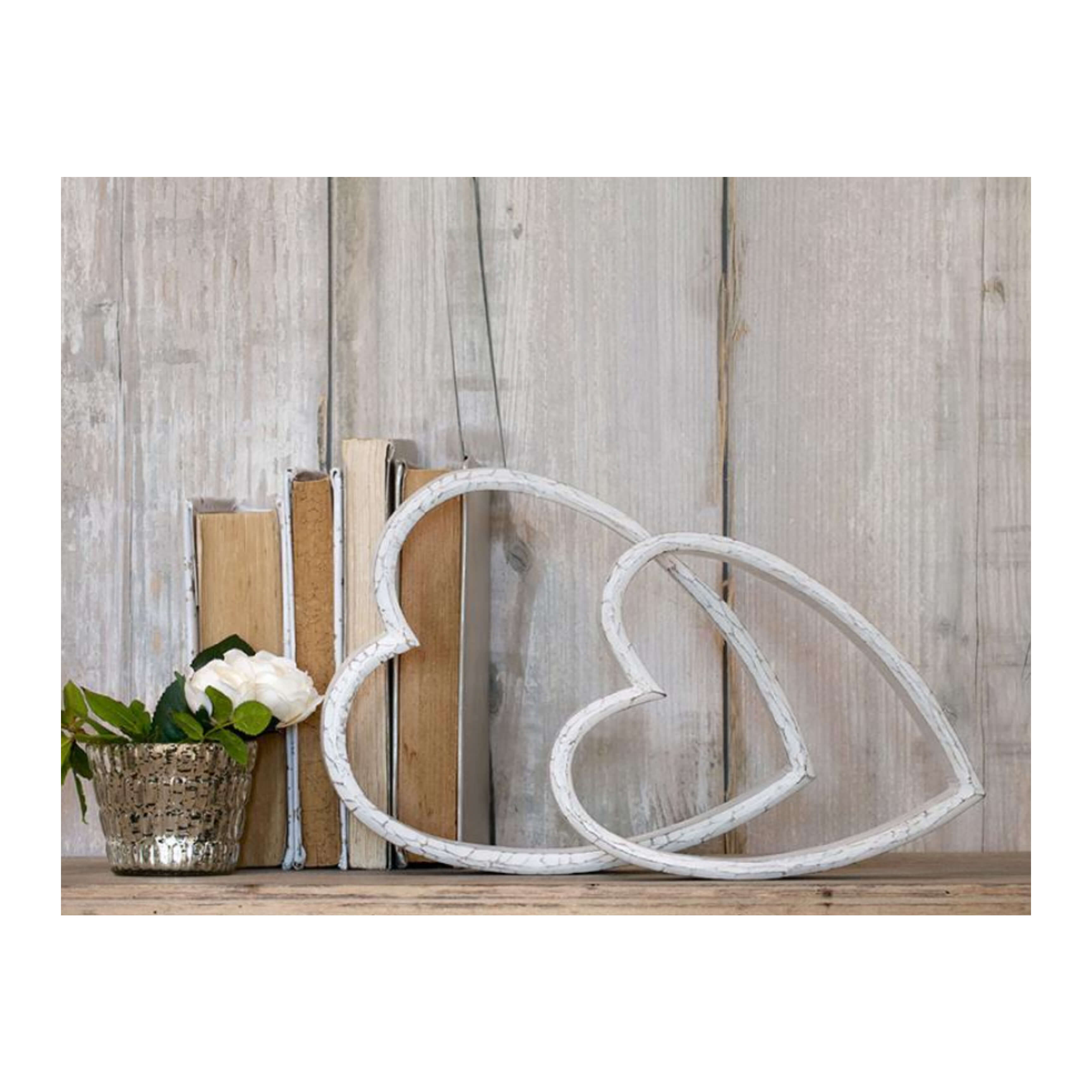 Small White Distressed wood Sleeping Heart