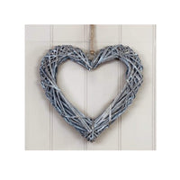 Thumbnail for Rustic Grey Rattan Heart - 30cm